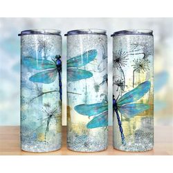 blue dragonflies tumbler wrap, animal tumbler png, 20oz skinny tumbler sublimation, tumbler wrap, sublimation design dow