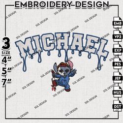 Drop Name Stitch In Michael Myers Embroidery Designs, Horror Characters, Halloween Embroidery Files, Machine Embroidery