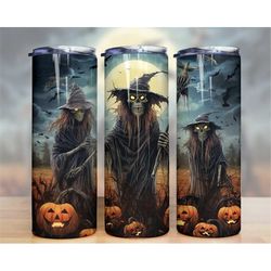 halloween evil scarecrow tumbler wrap, horror tumbler png, 20oz skinny tumbler sublimation, halloween tumbler wrap