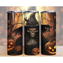 Spooky Season Scarecrow Witch Tumbler Wrap, Horror Tumbler Png, 20oz Skinny Tumbler Sublimation, Halloween Tumbler Wrap