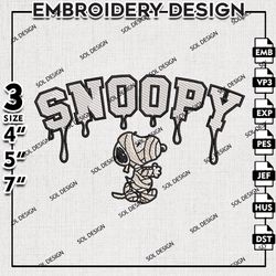 Drop Name Mummy Snoopy Embroidery Designs, Snoopy, Halloween Embroidery Files, Spooky Halloween Machine Embroidery
