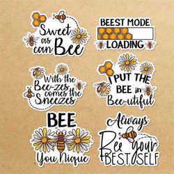 funny bee sticker bundle, sticker png bundle, printable stickers, digital stickers, print and cut sticker, png digital d