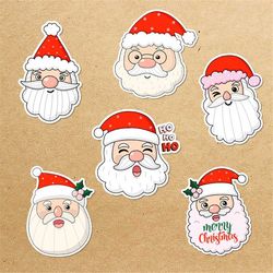 santa claus faces sticker bundle, sticker png bundle, printable stickers, digital stickers, print and cut sticker, png d