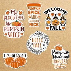 fall pumpkin sticker bundle, sticker png bundle, printable stickers, digital stickers, print and cut sticker, png digita