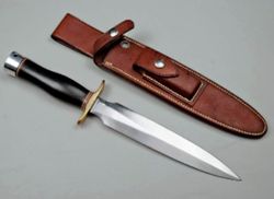 CUSTOM HANDMADE D2 STEEL HUNTING DAGGER BOWIE KNIFE WITH MICARTA HANDLE & SHEAT