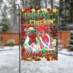 Chicken Farm Christmas Garden Flag - 12x18 Garden Flag Sublimation Design Download PNG File Instant Download