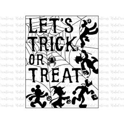 Mouse And Friends Let's Trick Or Treat Halloween Svg, Spooky Vibes Svg, Boo Svg, Fall, Svg, Png Files For Cricut Sublima