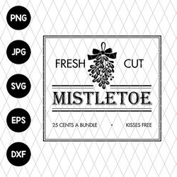 Fresh Cut Mistletoe Svg file, Svg Files For Cricut, 24oz Venti Cold Cup Design, EPS file, PNG file, JPG file Download