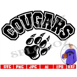 Cougars svg Cougar svg Cougar mascot design svg Cougar mascot svg, Cougar paw svg Cougars spirit svg Cricut svg Cricut p