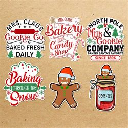 Christmas Baking And Packaging Sticker Bundle, Sticker PNG Bundle, Printable Stickers, Digital Stickers, Print and Cut S