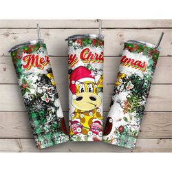 merry christmas cow tumbler png, cow sublimation design, 20 oz skinny tumbler, fall farm animals tumbler wrap png file