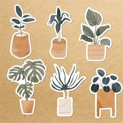 house plants sticker bundle, sticker png bundle, printable stickers, digital stickers, print and cut sticker, png digita