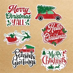 hello christmas sticker bundle, sticker png bundle, printable stickers, digital stickers, print and cut sticker, png dig