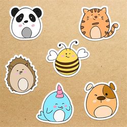 cute animals sticker bundle, sticker png bundle, printable stickers, digital stickers, print and cut sticker, png digita