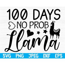 Free Svg, 100 days no probllama  svg png jpeg dxf eps, 100 days of school, school svg, back to school svg files for cric