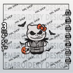 Machine Embroidery File, Kitty Skellington Embroidery files, Horror Characters, Halloween Embroidery Designs