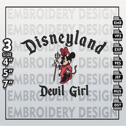 Minnie Machine Embroidery Files, Digital Files, Disneyland Devil Girl Embroidery files, Halloween Embroidery Designs