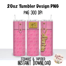 Barbie Charm Purse 20oz  Skinny Tumbler Sublimation Wrap PNG, Waterslide, UV DTF,  Digital Instant Download