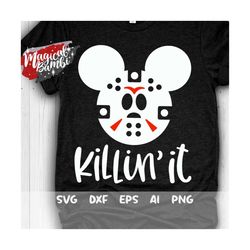 Killin' It Svg, Jason Mouse Svg, Friday 13th Svg, Mouse Head Svg, Halloween Svg, Mouse Ears Svg, Cut files, Svg, Dxf, Pn