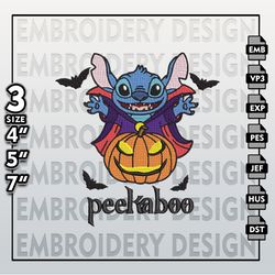 Stitch Machine Embroidery Files, Digital Files, Stitch Dracula Peekaboo Embroidery files, Halloween Embroidery Designs