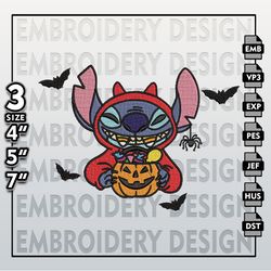 Stitch Machine Embroidery Files, Stitch Devil Trick Or Treat Embroidery files, Halloween Embroidery Designs