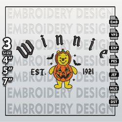 Winnie Pooh Machine Embroidery Files, Digital Files, Winnie Pooh Pumpkin Est Embroidery files, Halloween Embroidery