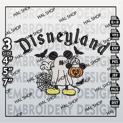 Halloween Machine Embroidery Pattern, Cute Ghost Mickey Disneyland Halloween Embroidery files, Disney Embroidery Designs