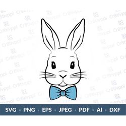 Bunny Svg, Easter Bunny Bowtie Svg, Bunny Glasses Svg, Boy Easter Svg, Bunny Easter, Easter Bunny Svg, Kid's Easter, Cut