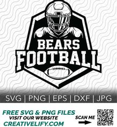 Bears Football, Bear Football, Sports Team, SVG, PNG, EPS, dxf, jpg files for Cricut or Silhouette