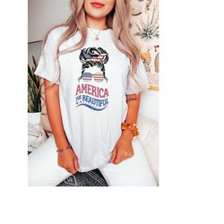 Retro Vintage America Shirt, America The Beautiful, Messy Hair Mom 4th Of July Shirt, Fourth Of July, Patriotic USA Gift