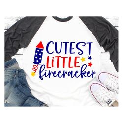 Cutest Little Firecracker Svg, 4th of July Svg, Funny Svg, Kids 4th of July, USA Svg, Happy Fourth Svg, Girl Svg Files f