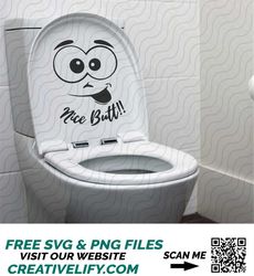 Nice Butt Funny Toilet Decoration SVG, Funny Toilet SVG, Smiley Face Vinyl Sticker
