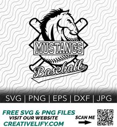 Mustangs Baseball, Lady Mustangs Softball, Mascot, Sport Team Logo, SVG, PNG, EPS, dxf, jpg files for Cricut or Silhouet