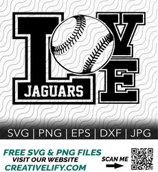Love Jaguars SVG, Jaguars SVG, Jaguars Baseball Cut File, Cutting Template, svg, png, eps, dxf, jpg files for Cricut or