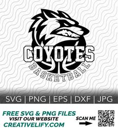 Coyotes Basketball, Lady Coyotes Basketball 2, Mascot, Sport Team Logo, SVG, PNG, EPS, dxf, jpg files for Cricut or Silh