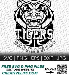 tigers basketball, lady tigers basketball, mascot, sport team logo, svg, png, eps, dxf, jpg files for cricut or silhouet