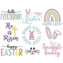 Easter Embroidery Designs, MACHINE EMBROIDERY, Happy Easter, He is Risen, Snuggle Bunny, 9 Designs, Digital Download, 4x