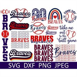 Braves SVG Bundle, Braves PNG Bundle, Digital Download, Cut File, Clipart, Sublimation PNG (15 individual svg/png/dxf/jp