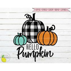 Hello Pumpkin svg, Fall svg Autumn svg Halloween svg Plaid svg Thanksgiving svg Farmhouse svg Files for Cricut Downloads