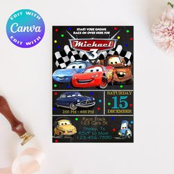 Cars Invitation, Cars Birthday Invitation, Cars Birthday party Invitation, Cars Invites, Cars Birthday theme, Cars card