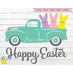Easter SVG, Truck Easter Bunny svg  Farmhouse svg Country svg Spring svg Happy Easter svg Files for Cricut Downloads Sil