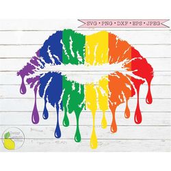 Rainbow Dripping Lips svg, Gay Pride svg LGBTQ svg 1980 Vintage svg files for Cricut Downloads Silhouette Clip Art