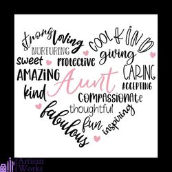 Aunt Heart Full Word Svg, Family Svg, Aunt Svg, Auntie Svg