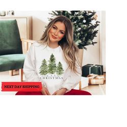 Merry Christmas Sweatshirt, Womens Christmas Crewneck, Womens Christmas Sweatshirt, Christmas Tree Sweatshirt, Womens Ch