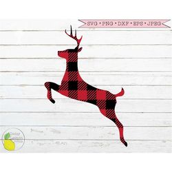 Christmas Deer svg Reindeer svg Rudolph svg Red Plaid svg Santa Winter Holiday svg Files for Cricut Downloads Silhouette