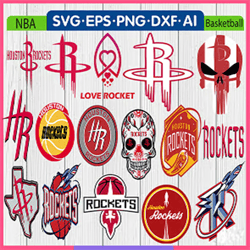 80 Files SVG,16 Designs, Houston Rockets svg File/basketball svg,svg bundles/NBA svg/Instant Download