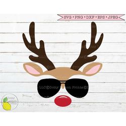 Christmas svg Reindeer Face svg Rudolph svg Boy Reindeer Monogram svg Winter Holiday svg Files for Cricut Downloads Silh