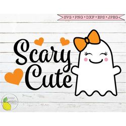 Halloween svg Scary Cute Ghost svg Fall svg Kids Halloween svg Bow svg Halloween Shirt svg files for Cricut Downloads Si