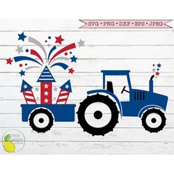 4th of July Tractor svg, Summer svg Country svg Amercian Flag svg USA Fireworks Farmhouse svg files for Cricut Downloads