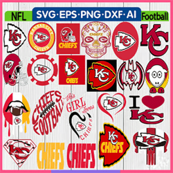 90 Files SVG,22 Designs, Kansas City Chiefs svg File/football svg,svg bundles/NFL svg/Instant Download